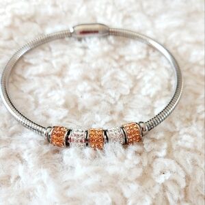 Beautiful Stainless Steel Bangle With Rose Gold Accents